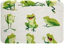 Feelyou Frog Bath Rugs for Bathroom Non Slip Absorbent Bathroom Rugs Cute Cartoon Frogs Bath Mats Green Area Rug Carpet for Kitchen Bedroom Living Room