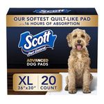 Scott Pet Guard Advanced Dog Pads - Dog Training Pee Pads for Puppies, Medium & Large Dogs - Up to 16 Hour Absorbency with Odor Control - Softest Quilted Dog Pee Pads - XL - 30" x 36" - 20 Pack