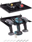 Navaris Drill Holder and Shelf for Pegboard or Wall - Tool Organizer Storage Accessories - Wall Mount Rack for Pegboards, Garage Walls, Power Tools
