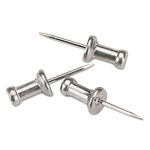 GEM CPAL4 Aluminum Head Push Pins, Aluminum, Silver, 1/2" (Box of 100)