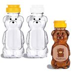 4 Pcs Honey Bear Honey Squeezable Bottles, Leak Proof Plastic Honey Dispenser Containers, Reusable Bear Juice Drink Cups, Two White Two Yellow, Can be Used in The Kitchen or on The Go