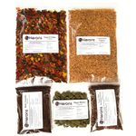 HERONS - Premium Tropical Fish Food Pack - Multi Granules, Tropical Flakes, Algae Wafers, Freeze-dried Daphnia, Freeze Dried Bloodworm - For all Community Tanks - Total of 270 Grams