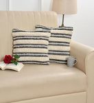 Furnistitchs Premium Decorative Throw Cushion Pillow Cover Boho Home Decor - Living Room Bedroom Couch Sofa Cushion Covers 16 inch x 16 inch (Cream Stripes, 2)