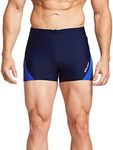 BALEAF Men's Swim Briefs Square Leg Quick Dry Athletic Training Swim Jammers Navy Blue/White L