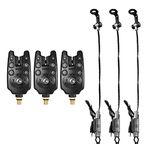 Lixada Fishing Bite Alarms Set, Digital Fishing Alarm Kit LED Alarm Indicator Alert Bell Fishing Swinger Fishing Tackle with Zippered Box