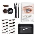 Invasnitay Eyebrow Stamp Shaping Stencil Kit with Reusable Eyebrow Stencils Sticker,1 Double-End Brush and 1 Sponge Applicator,1 Razor,Long-Lasting Waterproof Eyebrow Kit