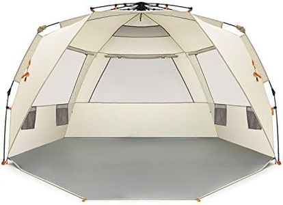 Easthills Outdoors Easy Up 4 Person Beach Tent Sun Shelter Deluxe XL - Extended Zippered Porch Included