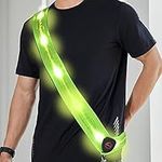 WUBAYI Running Lights for Runners Reflective Gear for Walkers at Night, Reflective Belt Sash，Led Safety Shoulder Strap，USB Rechargeable Light Up Running Belt for Men Women