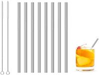 Kiemeu Short Metal Straws for Cocktails,Small Reusable Straws for Kids,Mini Cocktail Straws,Pack of 8