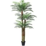 SOGUYI Artificial Palm Tree for Outdoor 8ft Tall UV Rated Fake Tropical Golden Cane Palm Tree Large Faux Palm Plants for Outside Patio, Poolside, Lawn, Porch and Home Office Indoor Decor, Set of 1