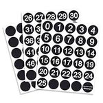 Wisdompro 0 to 50 Vinyl Consecutive Number Stickers, 2 Sets of 1.5 inch Round Self Adhesive Number Labels, Waterproof Labels for Inventory, Organizing, Lockers, Storage Boxes, Bins, Mailbox - Black