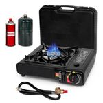 SHINESTAR Dual Fuel Stove with Butane & Propane Compatibility, Portable Camping Stove for Outdoor Cooking, Propane Adapter Hose and Carrying Case Included, 7800 BTUs Output