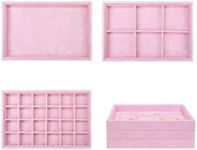 Stratalife Set of 3 Earring Holder Organizer Drawer Jewelry Organizer Tray Jewelry Tray Bracelet Organizer Jewelry Trays for Drawers Removable Dividers Jewelry Holder Drawer Inserts Pink