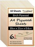 6mm Birch Plywood A4-300x210x 6mm - (Pack of 10) Laserable Low Fume E1 Glue Ply.