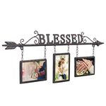 Adeco Decorative Metal Bronze Wall Hanging Collage Picture Frame with 3 Openings, for 4 x 6 Inches Photos