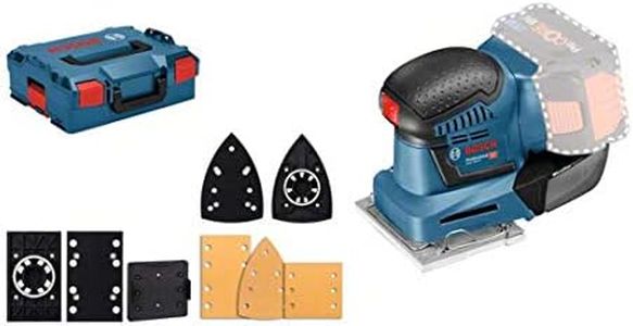 Bosch Professional 18V System Cordless Orbital Sander GSS 18V-10 (orbit diameter: 1.6 mm, three base plates of different sizes, excluding rechargable batteries and charger, L-BOXX)