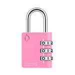 [ZARKER XD35] Small and Heavy Duty 3-Digit Combination Padlock Different Design Defferent Colors and Strong Metal Locking Mechanism - Pink 1pack