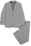 Isaac Mizrahi Slim Fit Boy's Houndstooth Suit-Husky Sizes, White/Navy, 20 Husky