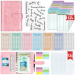 2 in 1 Budget Planner, A6 Money Saving Wallet with 7 Savings Challenge Trackers, Budget Binder with 12 Cash Envelopes and 12 Expense Sheets, Cash Stuffing Money Organiser Book for Travel Diary, Pink