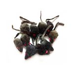 Emours Rattle Furry Mice Cat Toy Realistic Fur Mice Interactive Play Toys, Color Varies,12 Pcs