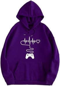 SHENHE Men's Graphic Drawstring Pullover Hoodies Long Sleeve Hooded Sweatshirt Tops Purple S