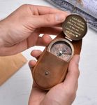 Personalized Pocket Compass Brass Nautical with Leather Cover Birthday Gift for Your lovedones