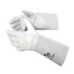 MapleWeld MW100 White Sheepskin Leather TIG Welding Gloves with Split Leather Cuff (Large)