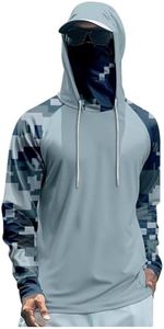 Fishing Hoodies for Men with Face Mask Camouflage Long Sleeve Sun Shirts UV Protection Sunshirt Quick Dry Hiking Clothes Breathable Sun Protection Clothing Men Construction Workwear Summer Hoodies