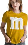 Letter M Halloween Costumes T-Shirt | Funny Cool Graphic tee idea | for Women, Gold, 3X-Large