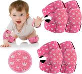 2 Pairs Baby Knee Pads for Crawling Adjustable Knee Pads Toddler Crawler Knee Protector for Infant Girl Boy Crawling (Pink Crown)