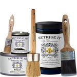 Retique It Chalk Furniture Paint by Renaissance Deluxe Starter Kit, 8 Piece Set, 45 Black Indigo