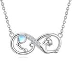 YAFEINI Moonstone Necklace Sterling Silver Celtic Knot Filigree Pendant Jewellry Necklace Jewelry Gifts for Women (cat nacklace)