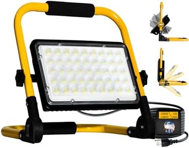 LED Work Light, 100W 10000LM Construction Light with Stand, 700W Equivalent 6500K IP66 Waterproof Flood Lights, 13.1ft 4M Cord with Plug, Portable Working Lights for Job Site Car Repairing Workshop