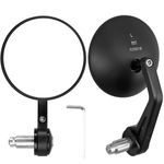 EYPINS Universal 7/8" 22mm Motorcycle Mirrors, 360 Degrees Rotation Motorcycle Bar End Rearview Side Mirrors, High Definition, Blast-resistant, 4 Inch Round End Side Mirror (2 Pack)