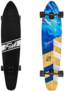 FISH SKATEBOARDS 41-Inch Downhill Longboard Skateboard Through Deck 8 Ply Canadian Maple, Complete Cruiser, Free-Style