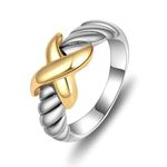 Aprilery Silver Plated Rings, Gold and Silver Rings Cable, Two Tone Knot Fashion Statement Ring Cocktail Jewelry for Women Girls Gifts (Knot 2, 8)