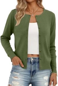 Trendy Queen Cardigan Sweaters for Women Lightweight Cropped Crew Neck Outfits Fall Fashion 2026 Spring Clothing Kelly Green S