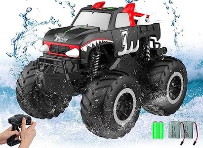 STEMTRON Amphibious Remote Control Car Toys for 3-8 Year Old Boys 2.4 GHz All Terrain Off-Road RC Car Waterproof RC Monster Truck Kids Pool Toys Remote Control Boat Gifts for Kids Boys