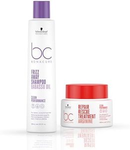 Schwarzkopf Professional Bc Keratin Smooth Perfect Micellar Shampoo, Purple, 250 ml and Bc Peptide Repair Rescue Treatment, Red, 200 ml