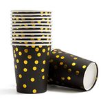 HiPPITY HOP The party collective Black & Gold Foil Polka Dot Disposable Paper Cups (Pack of 10)