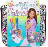 Just My Style Color Your Own Unicorn Messenger Bag by Horizon Group USA, Color & Embellish Your Unicorn Themed Purse, Sparkling Gemstones & 5 Bright Markers Included