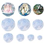 Modixun 7pcs Hexagonal Faceted Sphere Resin Molds, Large Clear 3D Polyhedron Sphere Silicone Molds for Epoxy Resin, 7 Sizes Geometry Silicone Resin Molds, Style A