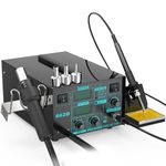 600W Anti-static Desoldering Station, 2-in-1 Hot Air Gun Rework and Soldering Iron Station with LED Digital Display, Adjustable Temperature, for SMD Soldering, Desoldering & Electronics Repair(E)