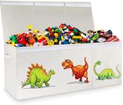 Toy Chest for Boys, Storage Bins for Toys, Toy Box for Boys, Kids Toy Storage Bins, Sturdy & Foldable, Removable Divider, Large Storage Containers for Playroom, Bedroom, Closet, Home, Dinosaur Pattern