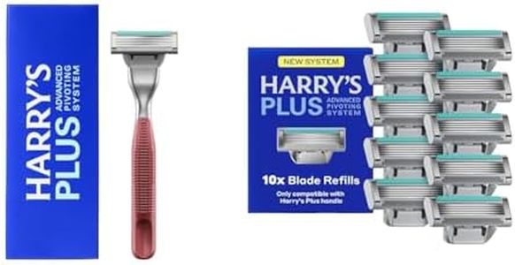 Harry's Plus Razor for Men - 1 Premium Handle (Clay) and 11 Razor Blade Cartridges- Advanced Pivoting System