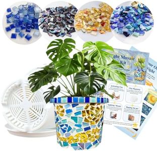 Losnakt Starry Night Style Mosaic Kits for Adults-DIY Flower Pot Arts and Crafts Kits with Vibrant Tiles, Easy Instructions Perfect for Home Decor, Personalized Gifts & Hobbies for Women