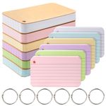 zmybcpack 6 Pack 600 Pcs Lined Index Cards 3 x 5 Inches, Assorted Colored Punched Flash Cards with 6 Metal Binder Rings, Ruled Index Flashcards Lined Note Cards for Kids Adults Study, Office and Home