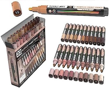 22 Acrylic Paint Markers Paint Pens Skin Flesh Tones Pro Colour Series Set 3mm Medium Tip for Rock Painting, Glass, Mugs, Wood, Metal, Glass Paint, Canvas, DIY. Non Toxic, Waterbased, Quick Drying