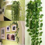 BS AMOR Artificial Creeper Money Plant Leaf Garland | Wall Hanging | Speacial Ocassion Decoration | Home Decor Party | Office Festival Theme Decorative Length 6 Feet Pack Strings(3), 25 Centimeters