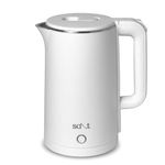 Salt SteamWell Pro Premium Electric Kettle | Super Fast Heating with 1500W Power | Auto Shut Off & Boil Dry Protection | Rust Free Stainless-Steel I Dual Layer Cool Touch Surface | 1.8L (White)